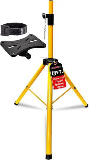 5 Core Inc. Speaker Stand Tripod Floor Tall Adjustable Up to 72 Inch DJ Studio Monitor Stands Pole Mount - SS ECO 1PK YLW WoB