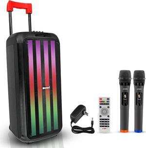 5 Core Bluetooth Party Speaker 8 inch PA RGB Party box Karaoke Machine + 2 Wireless Mic