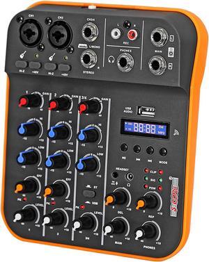 5 Core Audio Interface Mixer 4 Channel PC XLR Bluetooth USB DJ Music Stereo Sound Board Professional Small Podcast Karaoke Streaming PA Analog Portable Consola De Audio - MX 4CH ORG