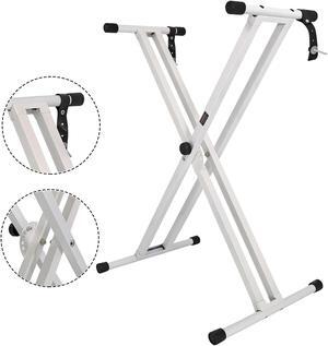 5 Core Keyboard Stand Double X Style Adjustable Lift Piano Riser For 49 To 88 Keys WHITE