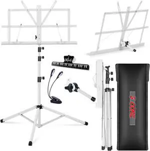 5 Core Sheet Music Stand 2 in 1 Dual Use Professional Portable Adjustable 28-67 Inch Folding Music Note Holder Tripod Stands - MUS FLD 4S WH WLGT 5 Core Sheet Music Stand 2 in 1 Dual Use Professional Portable Adjustable 28-67 Inch Folding Music Note Holder Tripod Stands - MUS FLD 4S WH WLGT