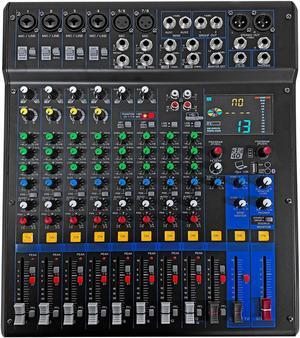 5 Core Audio Dj Mixer 12 Channel Professional Stereo Sound Board Console w 99 DSP Effect USB 48V Phantom Power for Studio Recording Podcasting DJ Show - MX 12CH XU