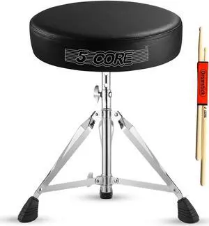 5 Core Drum Throne Padded Adjustable Guitar Stool Drummer Seat for Adults & Kids BLACK
