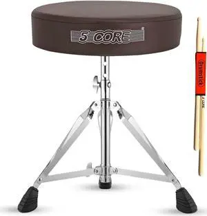 5 Core Drum Throne Padded Adjustable Guitar Stool Drummer Seat for Adults & Kids BROWN
