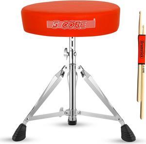 5 Core Drum Throne Padded Adjustable Guitar Stool Drummer Seat for Adults & Kids ORANGE