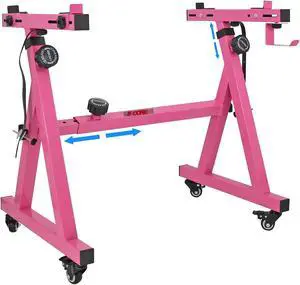 5 Core Keyboard Stand Z Style Height Width Adjustable Portable Heavy Duty Music Stands for Kids and Adults Fits 54 to 88 Key Electric Pianos w Wheels - KS Z1 PNK HD WHLS