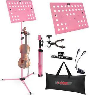 5 Core Music Stand For Sheet Music Height Adjustable Portable Folding Atril Para Partituras w Light Clip for Guitar Players Violinists Cellists Pianists - MUS FLD HD ACC BLU