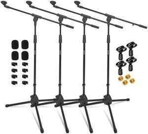 5 Core Tripod Mic Stand 4Pcs Heavy Duty Adjustable Holder Floor Microphone Boom Arm BLACK