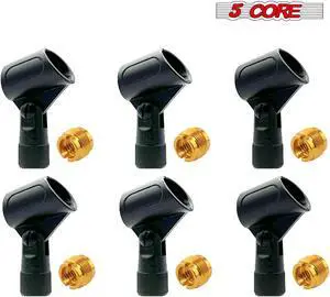 5 Core Microphone Clip Holder 6 Pieces with Screw Adapters 5/8 to 3/8 Inch - MC 07 6PCS