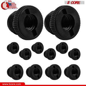 5 Core Mic Stand Adapter 12 Pieces 5/8 Male to 3/8 Female Screw Thread Conversion Connector for Microphone Stands Boom Arms Camera Tripod - MS ADP P BLK 12PCS