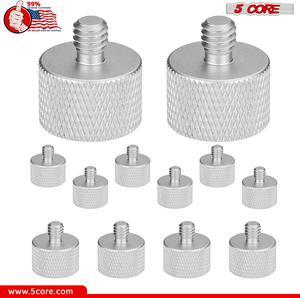 5 Core Mic Stand Adapter 12 Pieces 3/8 Male to 5/8 Female Screw Thread Conversion Connector for Microphone Stands Boom Arms Camera Tripod - MS ADP M SLV 38M-58F 12PCS