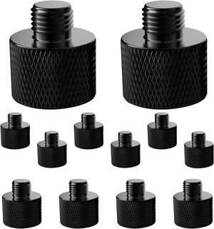 5 Core Mic Stand Adapter 12 Pieces 5/8 Female to 3/8 Male Screw Thread Conversion Connector for Microphone Stands Boom Arms Camera Tripod - MS ADP M BLK 5838 12PCS