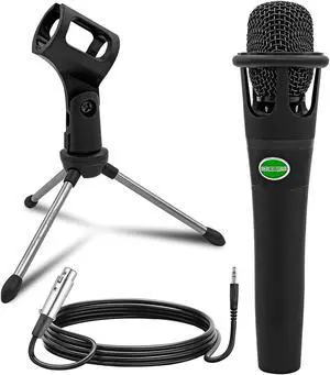 5 Core Microphone Karaoke XLR Wired Professional Dynamic w Pop Filter Cable Mic Holder Mini Tripod MIC CROWN