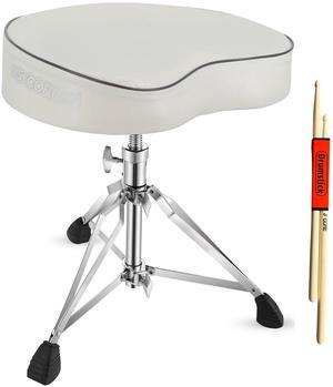 5 CORE Drum Throne 4" Thick Padded Guitar Stool Adjustable Heavy Duty Music Chair Seat Universal for Adults & Kids with Anti Slip Rubber Feet - DS CH WH SDL HD