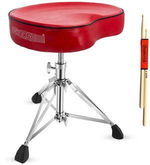 5 Core Drum Throne Padded Guitar Stool Adjustable Heavy Duty Music Chair Seat Universal for Adults & Kids with Anti Slip Rubber Feet - DS CH RED SDL HD