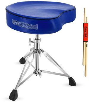 5 Core Drum Throne Padded Guitar Stool Adjustable Heavy Duty Music Chair Seat Universal for Adults & Kids with Anti Slip Rubber Feet - DS CH BLU SDL HD