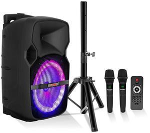5 CORE 10 Inch TWS Pair Bluetooth Party Speakers 400 Watt Portable Karaoke PA System Rechargeable Loud Speaker + Tripod Stand 2X Wireless Mics LED Light - ACTIVE HOME 10 2-MIC
