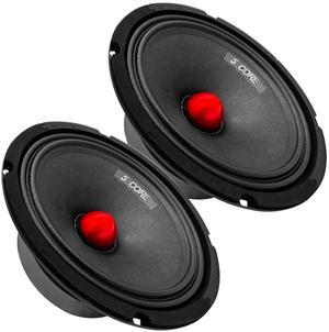 5 CORE 8 Inch Speaker Mid Range Bullet Pro Audio Replacement PA DJ Car Driver 2PCS Red Aluminium Bullet 500W Max 8 Ohms Audio Door Speakers for Vehicle or Truck Sound System - MR 8 BLT R 8oHM 2PCS
