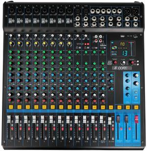 5Core DJ Audio Mixer 16 Channel Professional Stereo Sound Board w 256 digital effects USB Bluetooth 48V Phantom Power Consola De Audio for Studio Recording Podcasting DJ Show - MX 16CH XU