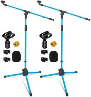 5Core Tripod Mic Stand 2Pcs Adjustable Holder Floor Microphone Boom Arm Dark Blue