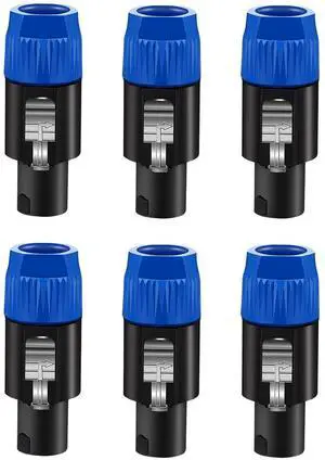 5 CORE 4 Pole Speakon Connector 6 Pieces with Twist Lock Audio Jack Male Plug  Loud Speaker to Amplifier Plug - 4 Conductor Speak-On Cable Adapter Replacement
