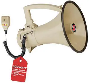 5Core Megaphone Bullhorn Speaker 100W Professional Bull Horn Battery Power Cheer Megafono 2000 Yards Range Loudspeaker w Siren Recording Ergonomic Handle for Coaches Football Baseball - 3501 USB