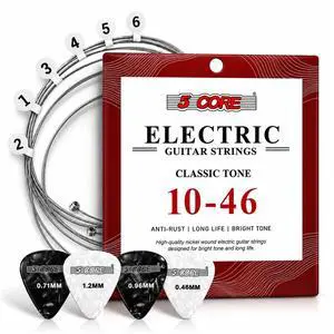 5 Core Guitar Strings Nickel Plated Acoustic Electric Guitar String Set w Picks 5 Core Guitar Strings Nickel Plated Acoustic Electric Guitar String Set w Picks