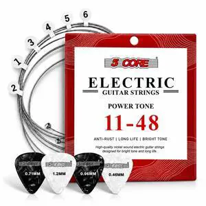 5 Core Guitar Strings Nickel Plated Acoustic Electric Guitar String Set w Picks 5 Core Guitar Strings Nickel Plated Acoustic Electric Guitar String Set w Picks
