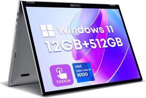 2023 CHUWI MiniBook X Touchscreen Laptop Intel Celeron N100 12GB RAM 512GB ROM 360 Yoga Rotation 1051 Windows 11 Laptops 1TB SSD Expand FHD 1920x1200 Backlit Keyboard WiFi 6 BT52Webcam