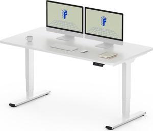 FLEXISPOT E6 Essential 3 Stages Dual Motor Electric Standing Desk 55x28 Inch Whole-Piece Board Height Adjustable Desk Electric Sit Stand Desk(White Frame + White Desktop, 2 Packages)