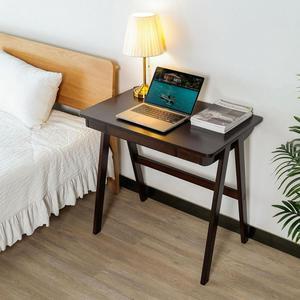 Computer Desk with Drawers, Solid Wood Writing Desk, Mid Century Modern Home Office Desks, Oak Study Table, Small Desk for Bedroom, 29.1 H x 31.5 W x 19.7 D Inches, Walnut