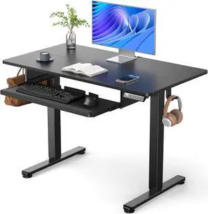 ErGear Electric Standing Desk with Keyboard Tray, 44x24 Inches Adjustable Height Sit Stand Up Desk, Home Office Desk Computer Workstation, Black