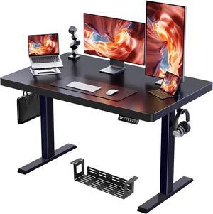 ErGear Whole Piece Standing Desk, 48x24 Inch Thick Adjustable Desk with 4 Height Memory, Electric Sit Stand Desk with Cable Management Tray, Ergonomic Desk for Home Office, Black, EGESD73B