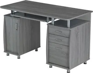 Techni Mobili Complete Workstation Computer Desk with Storage, Grey
