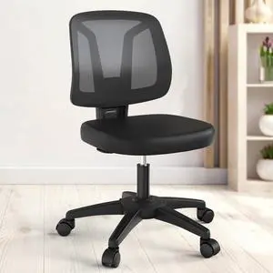 Swivel Comfy Small Office Desk Chair No Arms for Home with Adjustable Height Back Support for Small Spaces
