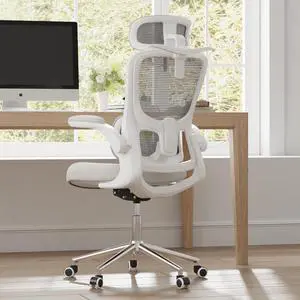 Novilla Ergonomic Office Chair, High Back Gaming Chair with Thick Molded Foam Cushion, Adjustable Lumbar Support, Swivel Computer Gaming Desk Chair with Adjustable Headrest and Flip-up Armrests, Grey