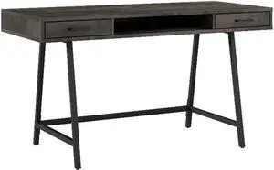 Bush Furniture Steele 54W Writing Desk in Dark Gray Hickory | Computer Table for Home Office Workspace