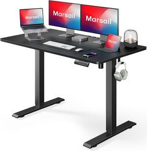 Marsail Electric Standing Desk Adjustable Height, 48 x 24 Inch Sit Stand up Desk for Home Office Furniture Computer Desk with 3 Memory Presets, Headphone Hook, Black