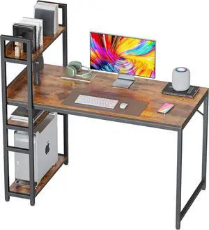 CubiCubi Computer Desk 40 inch with Storage Shelves Study Writing Table for Home Office,Modern Simple Style,Brown