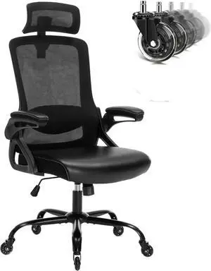 Ergonomic Office Chair, Desk Chair with Adjustable Lumbar Support, High Back Mesh Chair with Blade Wheels, Executive Chair for Home Office