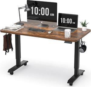 Monomi Electric Height Adjustable Standing Desk, 48x24 Inches, Ergonomic Home Office Sit/Stand Up Desk (Black Steel Frame/Rustic Brown Top)