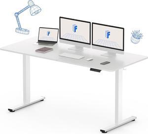 FLEXISPOT Electric Standing Desk 63 x 24 Inch Adjustable Height Desk Home Office Computer Workstation Sit Stand Desk, White Top + White Frame