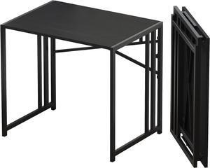Small Folding Computer Desk 32 inch, Writing Gaming Computer Desk for Small Spaces, No Assembly Required Small Office Desk, Black