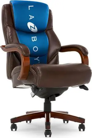La-Z-Boy Delano Big & Tall Executive Office Chair, High Back Ergonomic Lumbar Support, Bonded Leather, Brown