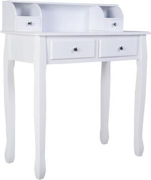 Giantex Writing Desk with 4 Drawers, Removable Floating Organizer 2-Tier Mission Home Computer Vanity Desk for Apartment Small Space, White