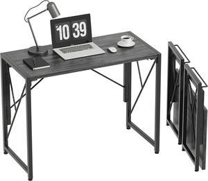Homeiju Folding Desk, Small Foldable Desk 31.5" for Small Spaces, Portable Desk for Bedroom, Home Office, Small Folding Table for Camping, Traveling, Space Saving, Easy Assembly, Grey