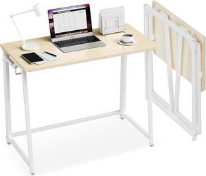 Folding Desk Small Foldable Desk for Small Space, 31.5 Inches Writing Computer Desk in Study, Home Office Foldable Office Desk for Bedroom, Oak