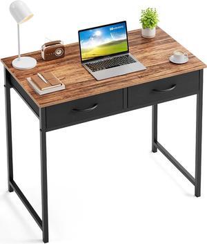 WOHOMO Small Computer Desk with Drawers, 31.5 Inch Rustic Vanity Desk with Storage, Home Office Computer Desk for Small Spaces, Modern Work Writing Study Table, Rustic