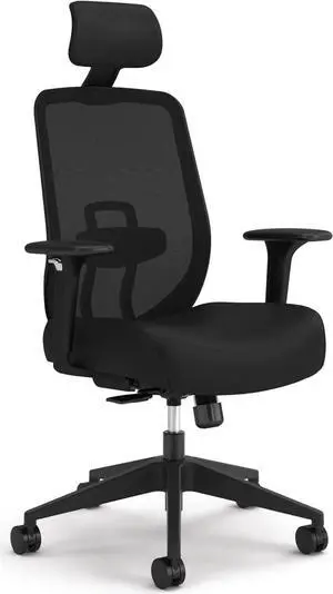 HON Altern Ergonomic Office Chair with Headrest - 3.5 Inch Thick Foam Cushion Seat Mid Back Mesh Desk Chair - Adjustable Lumbar Support, Arms, Synchro-Tilt Tension, Seat-Slide Controls - Black