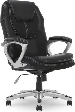 Serta Amplify Executive Office Padded Arms, Adjustable Ergonomic Gaming Desk Chair with Lumbar Support, Faux Leather and Mesh, Black
